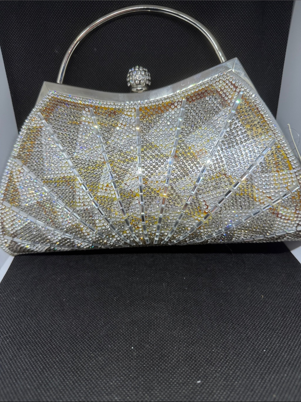 d’margeaux New York Silver Crystal Evening Clutch Bag/ Cross body NWT